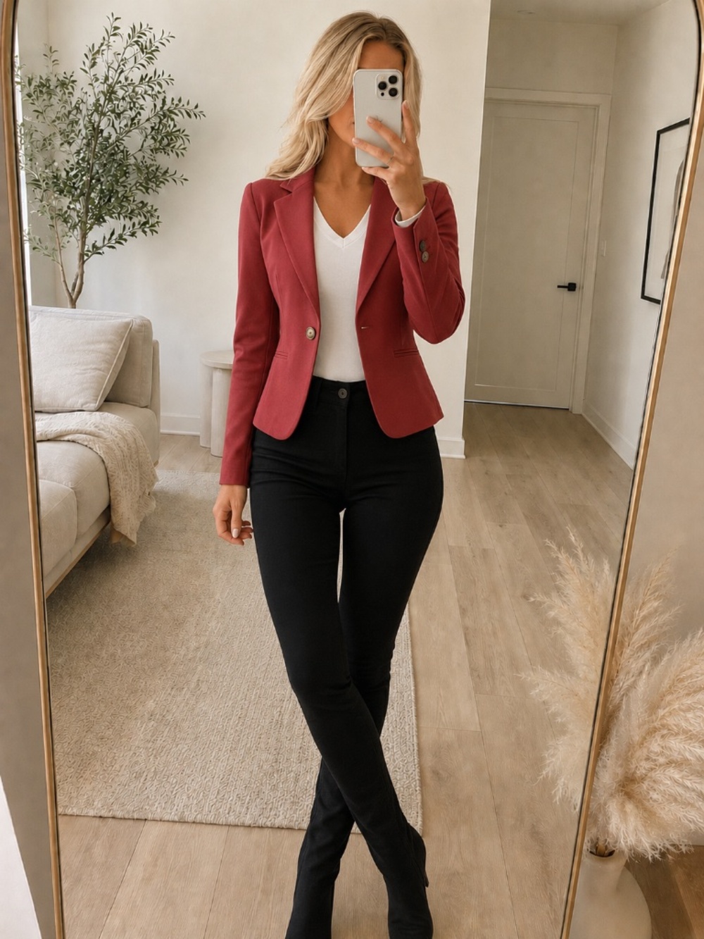 Maeva Rust Cropped Single Button Blazer Size 4